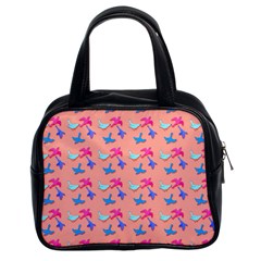 Birds Pattern On Pink Background Classic Handbags (2 Sides) by LovelyDesigns4U