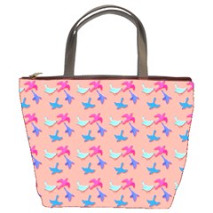 Birds Pattern On Pink Background Bucket Bags by LovelyDesigns4U