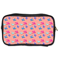 Birds Pattern On Pink Background Toiletries Bags by LovelyDesigns4U