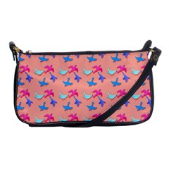 Birds Pattern On Pink Background Shoulder Clutch Bags