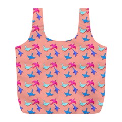 Birds Pattern On Pink Background Full Print Recycle Bags (l)  by LovelyDesigns4U