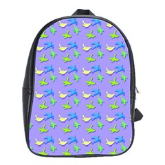 Blue And Green Birds Pattern School Bags(large)  by LovelyDesigns4U