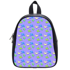 Blue And Green Birds Pattern School Bags (small)  by LovelyDesigns4U