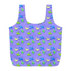 Blue And Green Birds Pattern Full Print Recycle Bags (l)  by LovelyDesigns4U