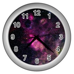 Purple Clouds Wall Clocks (silver)  by trendistuff