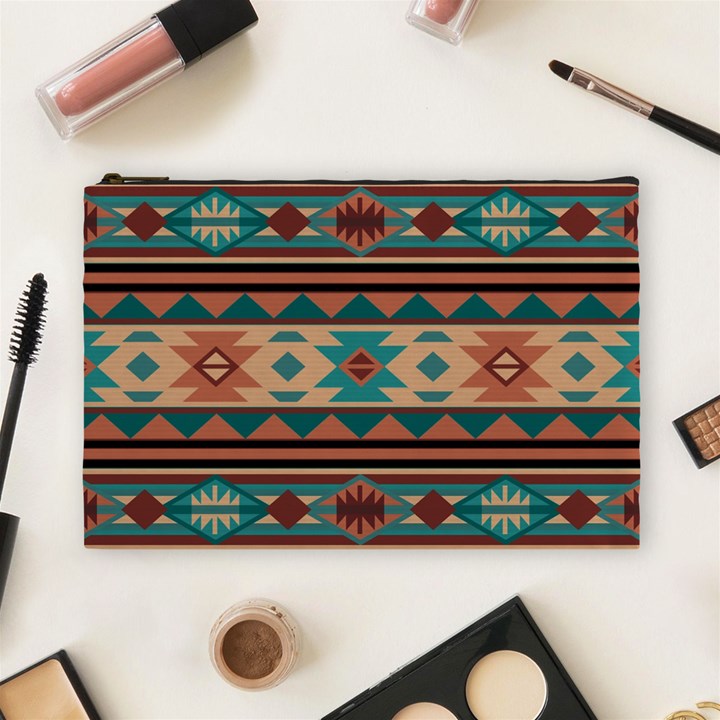 Southwest Design Turquoise and Terracotta Cosmetic Bag (Large) 