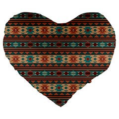 Southwest Design Turquoise And Terracotta Large 19  Premium Heart Shape Cushions by SouthwestDesigns