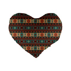 Southwest Design Turquoise And Terracotta Standard 16  Premium Flano Heart Shape Cushions by SouthwestDesigns