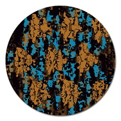 Blue Brown Texture			magnet 5  (round) by LalyLauraFLM