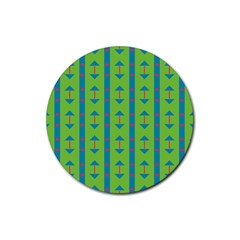 Arrows And Stripes Pattern			rubber Coaster (round) by LalyLauraFLM