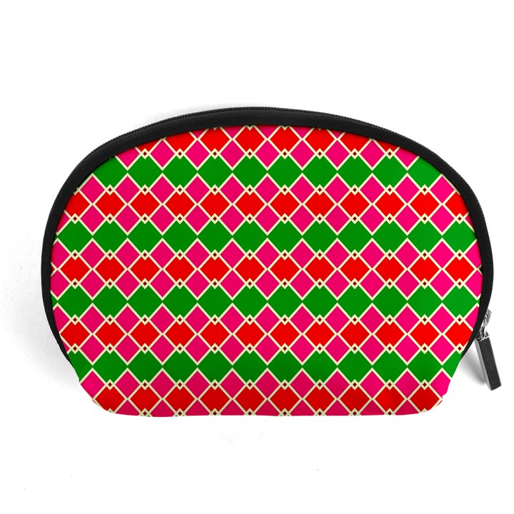 Red pink green rhombus pattern Accessory Pouch