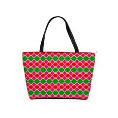 Red Pink Green Rhombus Pattern Classic Shoulder Handbag by LalyLauraFLM