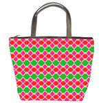 Red pink green rhombus pattern 	Bucket Bag Front