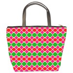 Red pink green rhombus pattern 	Bucket Bag Back