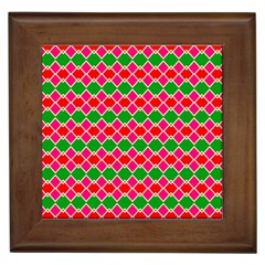 Red Pink Green Rhombus Pattern			framed Tile by LalyLauraFLM