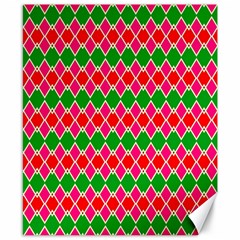 Red Pink Green Rhombus Pattern			canvas 8  X 10  by LalyLauraFLM