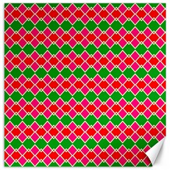 Red Pink Green Rhombus Pattern			canvas 12  X 12  by LalyLauraFLM