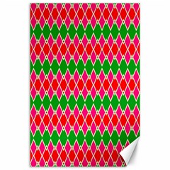 Red Pink Green Rhombus Pattern			canvas 24  X 36  by LalyLauraFLM