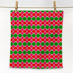 Red Pink Green Rhombus Pattern			face Towel by LalyLauraFLM