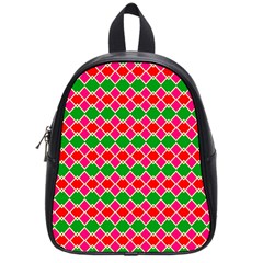 Red Pink Green Rhombus Pattern			school Bag (small) by LalyLauraFLM