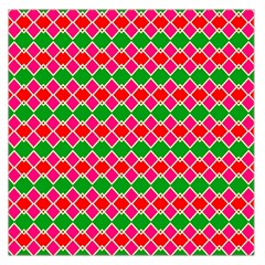 Red Pink Green Rhombus Pattern Satin Scarf by LalyLauraFLM