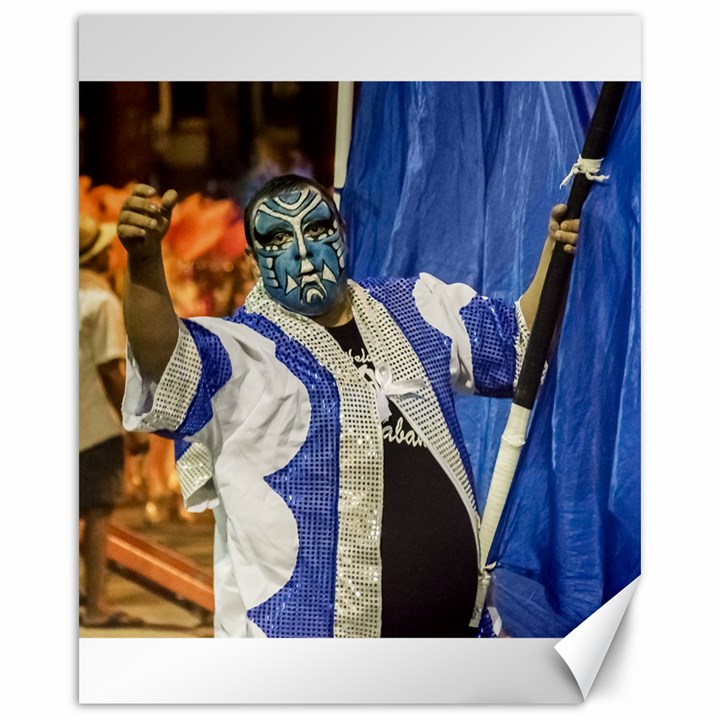 Painted Face Man At Inagural Parade Of Carnival In Montevideo Canvas 16  x 20  