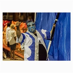 Painted Face Man At Inagural Parade Of Carnival In Montevideo Large Glasses Cloth by dflcprints