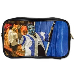 Painted Face Man At Inagural Parade Of Carnival In Montevideo Toiletries Bags by dflcprints