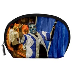 Painted Face Man At Inagural Parade Of Carnival In Montevideo Accessory Pouches (large)  by dflcprints