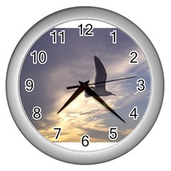 Fly Seagull Wall Clocks (silver)  by Jamboo