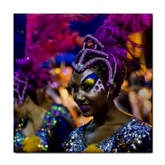 Costumed Attractive Dancer Woman At Carnival Parade Of Uruguay Tile Coasters by dflcprints