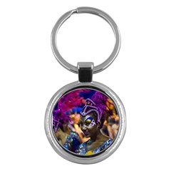 Costumed Attractive Dancer Woman At Carnival Parade Of Uruguay Key Chains (round)  by dflcprints