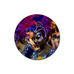 Costumed Attractive Dancer Woman At Carnival Parade Of Uruguay Rubber Round Coaster (4 Pack)  by dflcprints