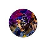 Costumed Attractive Dancer Woman at Carnival Parade of Uruguay Rubber Round Coaster (4 pack)  Front