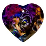 Costumed Attractive Dancer Woman at Carnival Parade of Uruguay Heart Ornament (2 Sides) Front