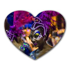 Costumed Attractive Dancer Woman At Carnival Parade Of Uruguay Heart Mousepads by dflcprints