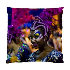 Costumed Attractive Dancer Woman At Carnival Parade Of Uruguay Standard Cushion Cases (two Sides)  by dflcprints