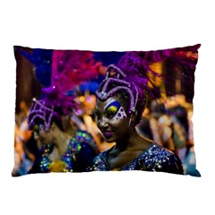 Costumed Attractive Dancer Woman At Carnival Parade Of Uruguay Pillow Cases by dflcprints