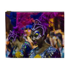 Costumed Attractive Dancer Woman At Carnival Parade Of Uruguay Cosmetic Bag (xl) by dflcprints