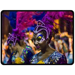 Costumed Attractive Dancer Woman At Carnival Parade Of Uruguay Fleece Blanket (large)  by dflcprints