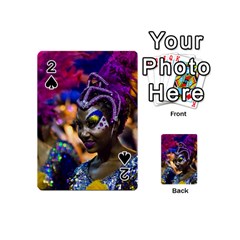 Costumed Attractive Dancer Woman At Carnival Parade Of Uruguay Playing Cards 54 (mini)  by dflcprints