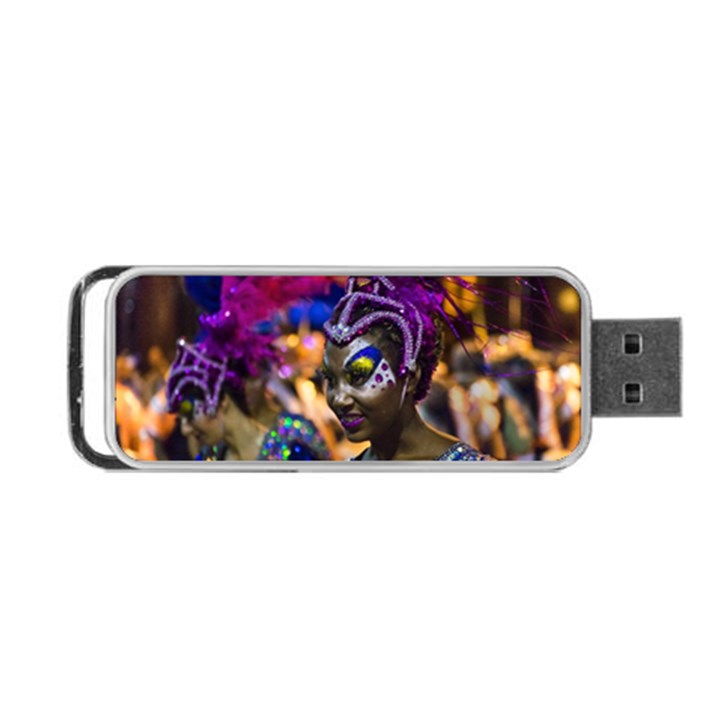 Costumed Attractive Dancer Woman at Carnival Parade of Uruguay Portable USB Flash (One Side)