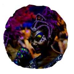 Costumed Attractive Dancer Woman At Carnival Parade Of Uruguay Large 18  Premium Round Cushions by dflcprints