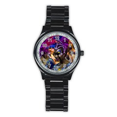 Costumed Attractive Dancer Woman At Carnival Parade Of Uruguay Stainless Steel Round Watches by dflcprints