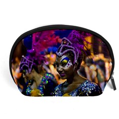 Costumed Attractive Dancer Woman At Carnival Parade Of Uruguay Accessory Pouches (large)  by dflcprints