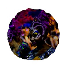 Costumed Attractive Dancer Woman At Carnival Parade Of Uruguay Standard 15  Premium Flano Round Cushions by dflcprints