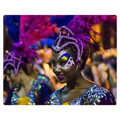 Costumed Attractive Dancer Woman At Carnival Parade Of Uruguay Double Sided Flano Blanket (medium)  by dflcprints