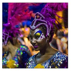 Costumed Attractive Dancer Woman At Carnival Parade Of Uruguay Large Satin Scarf (square) by dflcprints