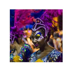 Costumed Attractive Dancer Woman At Carnival Parade Of Uruguay Small Satin Scarf (square)  by dflcprints