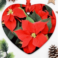 Poinsettia Heart Ornament (2 Sides) by trendistuff